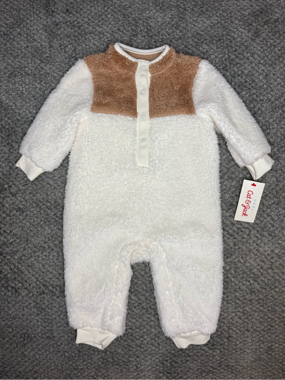 Cat & Jack Unisex Baby’s Fleece Winter Snowflake One Piece Outfit - White 6-9M